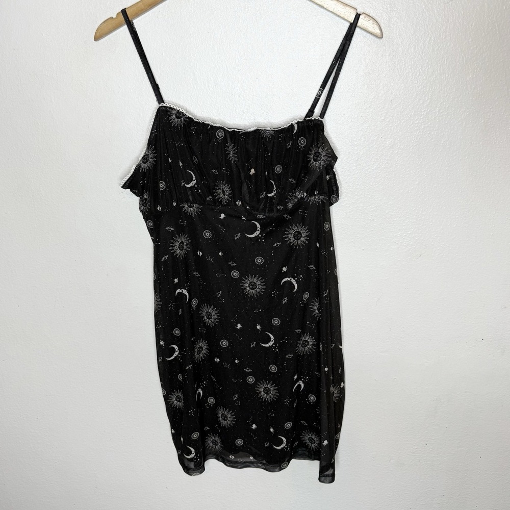 Justify Mesh Mini Black Celestial Dress Juniors Large Lined Whimsygoth‎ Sun Moon